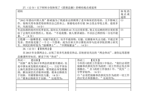 2013滨州市中考思想品德试题与答案_中考真题_7.政治中考真题2015-2024年_地区卷_山东省_山东滨州政治10-20