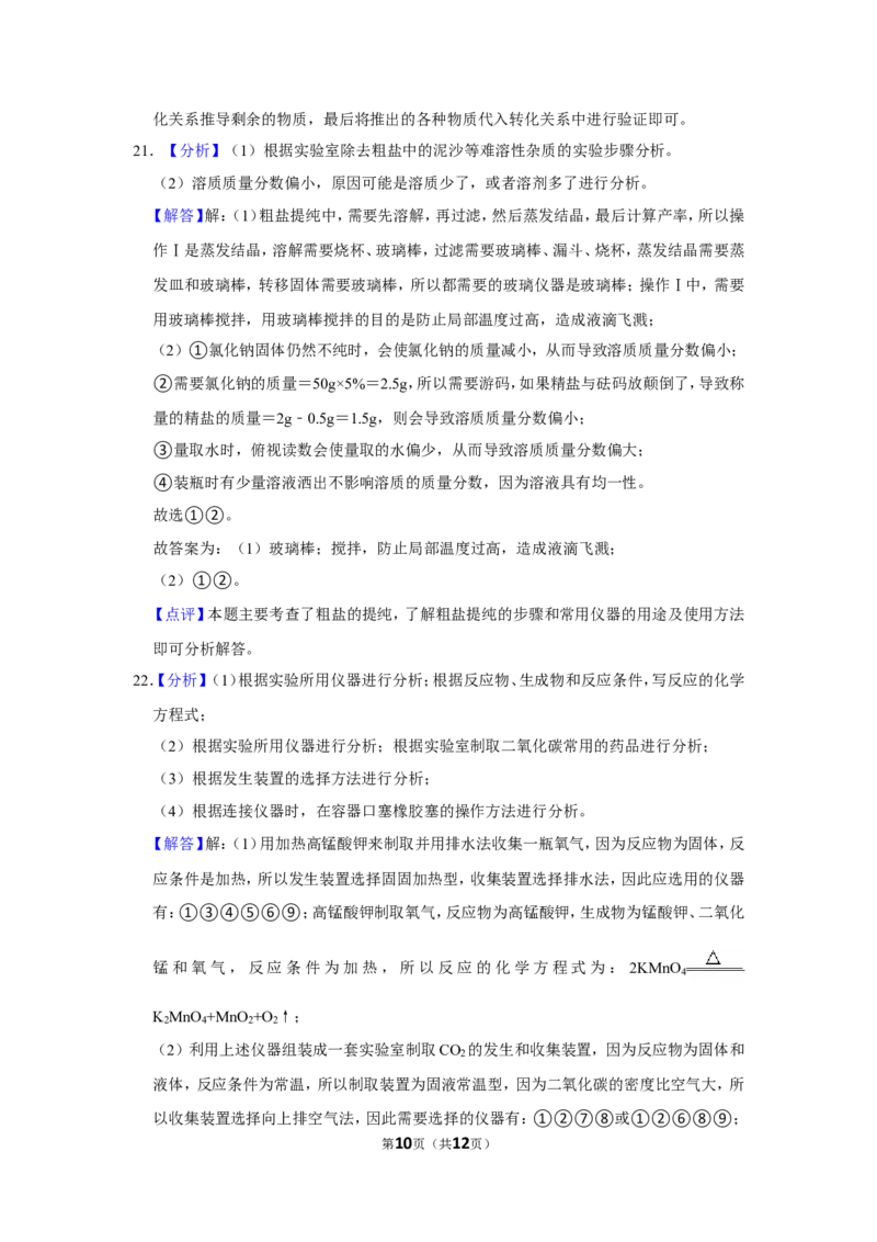 2016年辽宁省朝阳市中考化学试题（解析）_中考真题_5.化学中考真题2015-2024年_地区卷_辽宁化学_辽宁化学_朝阳化学19-22