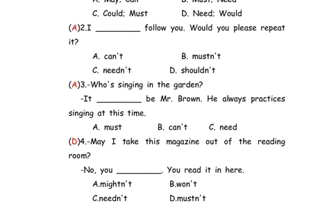 No.79情态动词练习题①答案解析_初中英语语法_最全初中英语语法习题_No.79情态动词练习题①