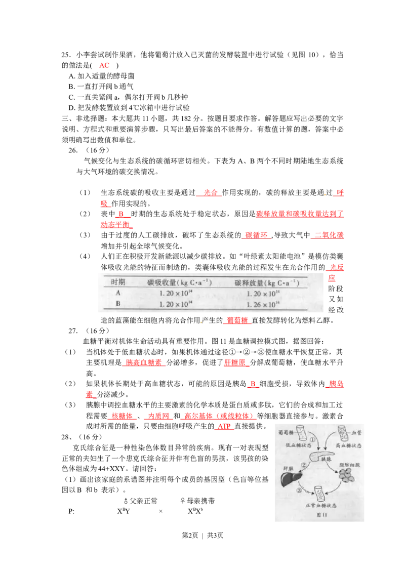 2010年高考生物试卷（广东）（解析卷）_1.高考2025全国各省真题+答案_01.2008-2024全国高考真题（按省份分类）_4.广东_2008-2024&middot;（广东）生物高考真题