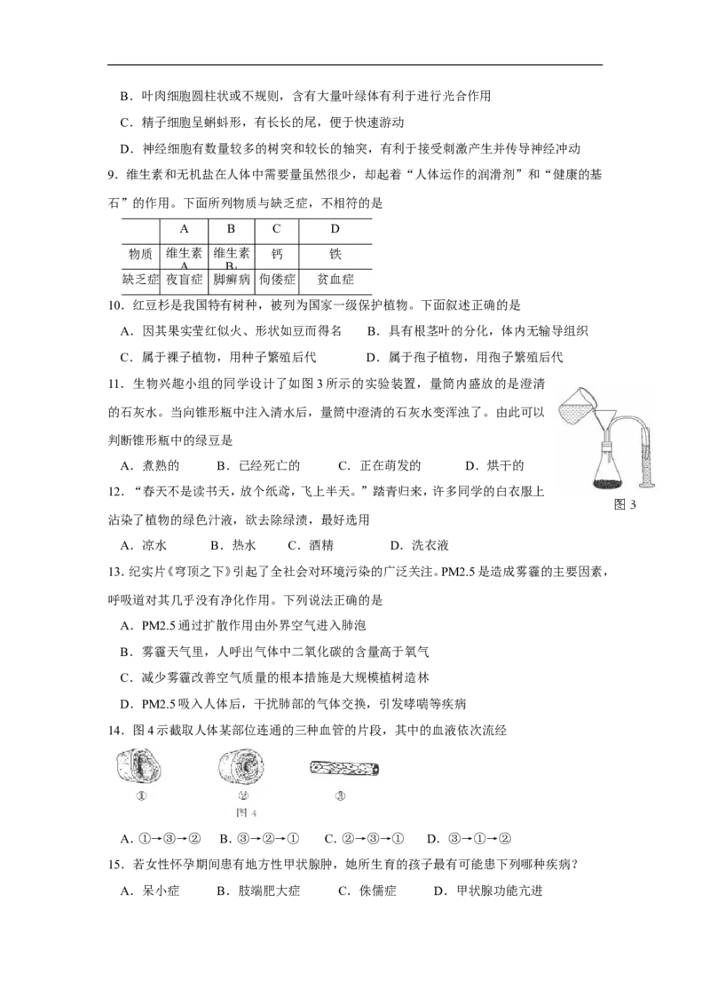 2015年山东省东营市中考生物试题(word版含答案)_中考真题_8.生物中考真题2015-2024年_地区卷_山东省_东营中考生物09-22