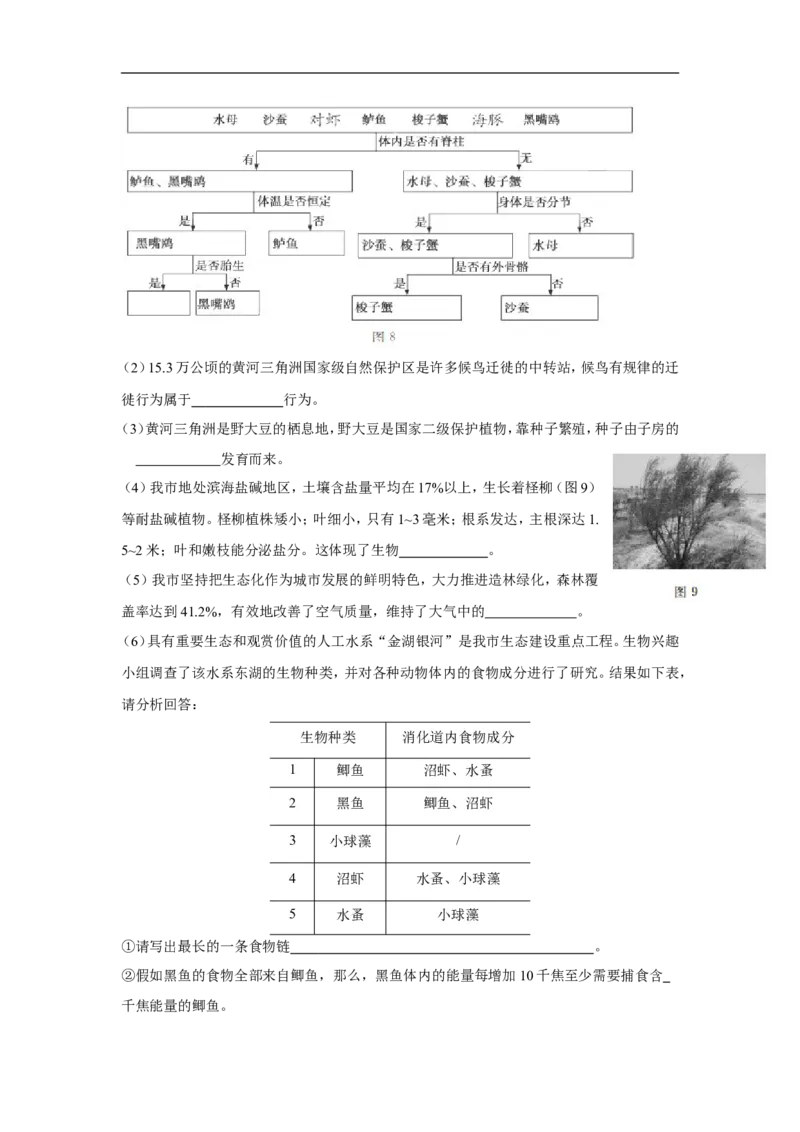 2015年山东省东营市中考生物试题(word版含答案)_中考真题_8.生物中考真题2015-2024年_地区卷_山东省_东营中考生物09-22