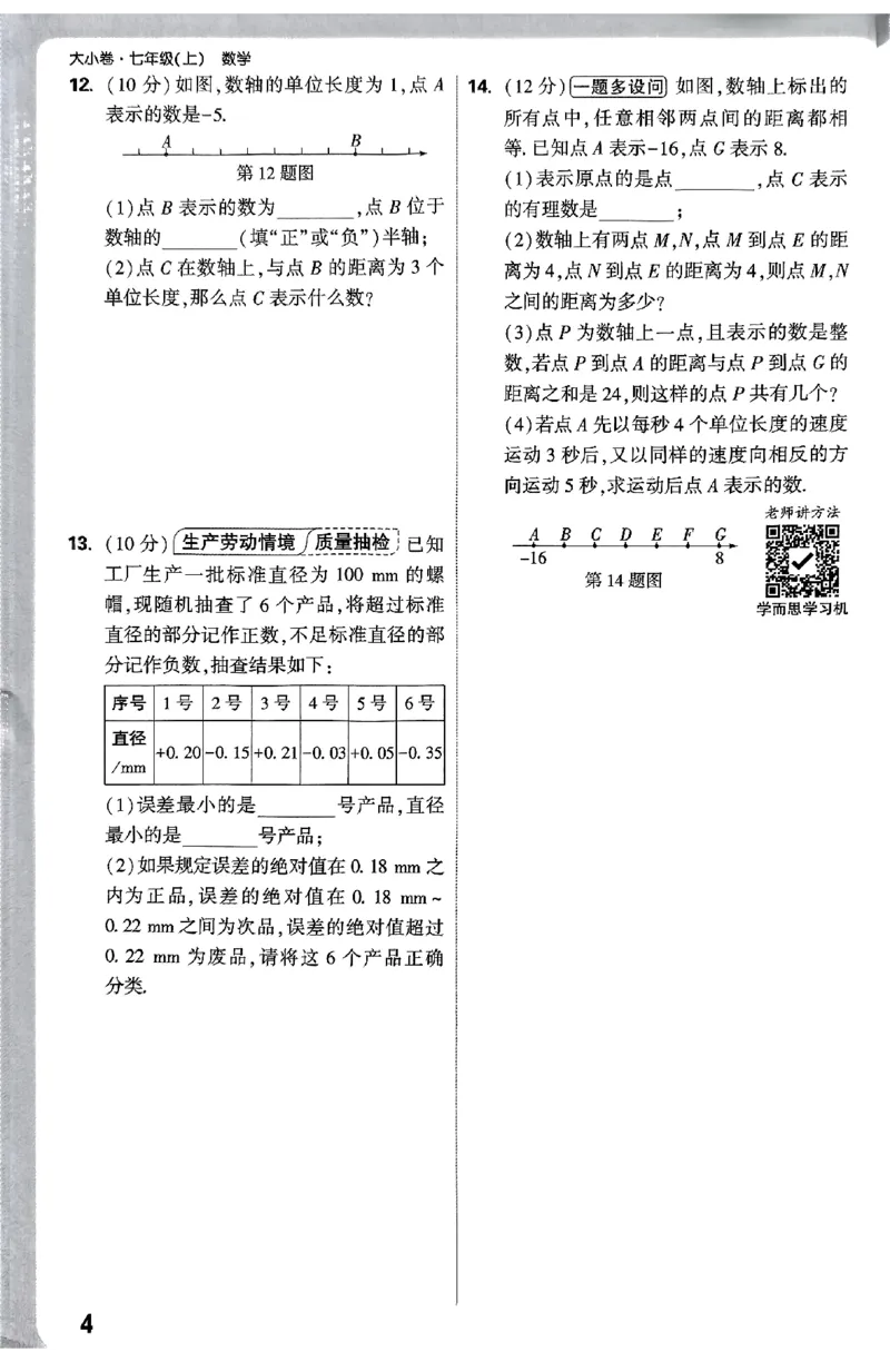 2026《万唯大小卷&bull;数学》7上周测小卷(RJ)_2026万唯系列预习复习_2026版初中《万唯大小卷》7年级上册（全科多版本）_2026《万唯大小卷&bull;数学》7上(RJ)