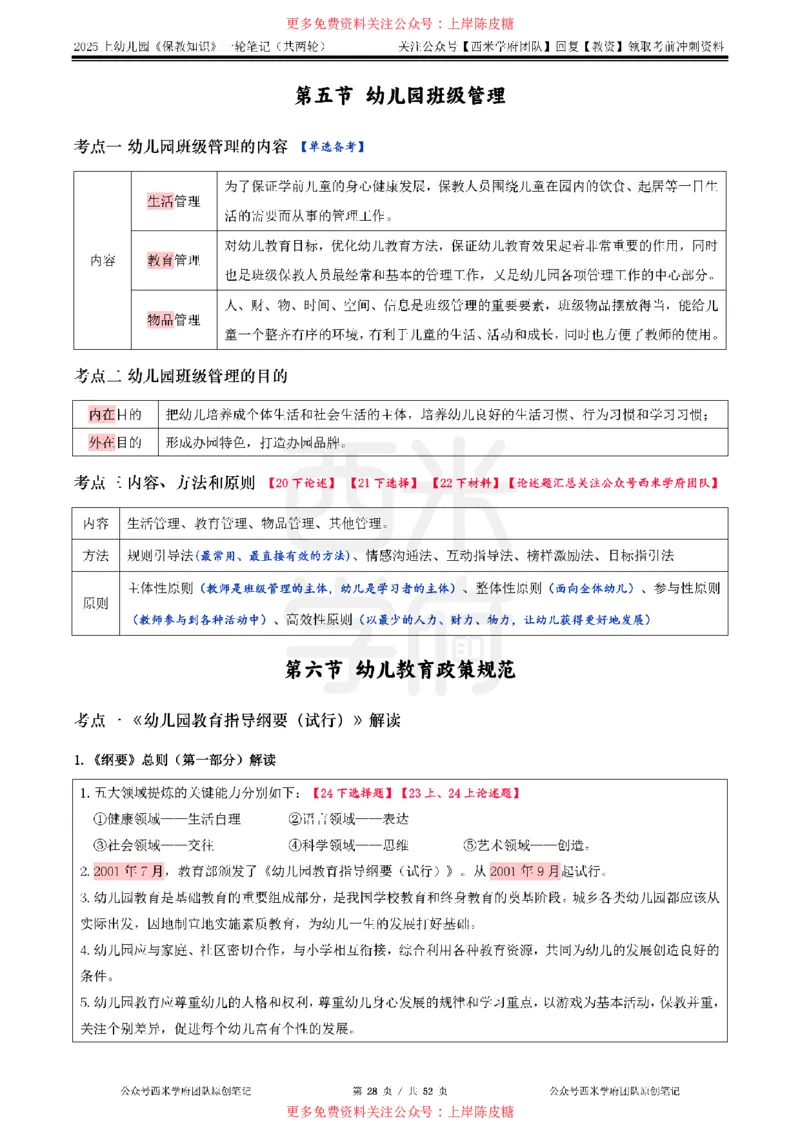 25上幼儿-保教知识与能力一轮笔记公众号：双马尾资料库_4-教培资料-26年最新资料-同步更新_科一科二电子资料合集中小幼（笔记真题知识点汇总等）文件多，按需保存_科二