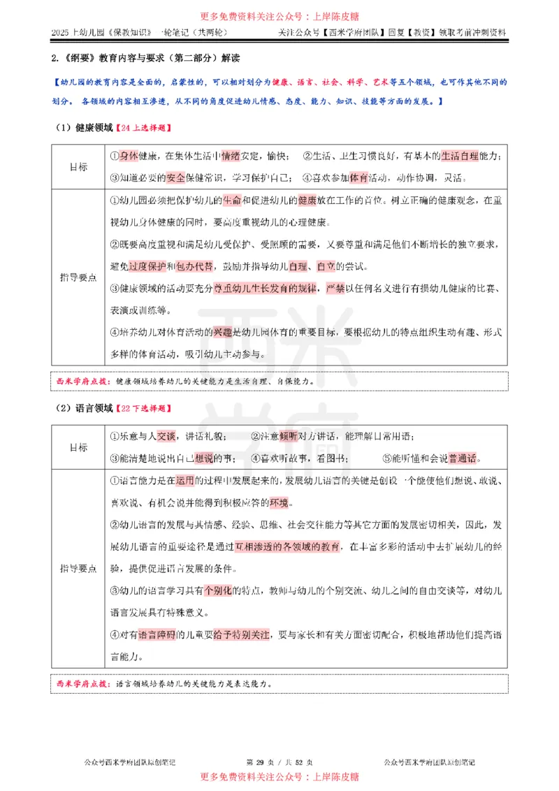 25上幼儿-保教知识与能力一轮笔记公众号：双马尾资料库_4-教培资料-26年最新资料-同步更新_科一科二电子资料合集中小幼（笔记真题知识点汇总等）文件多，按需保存_科二