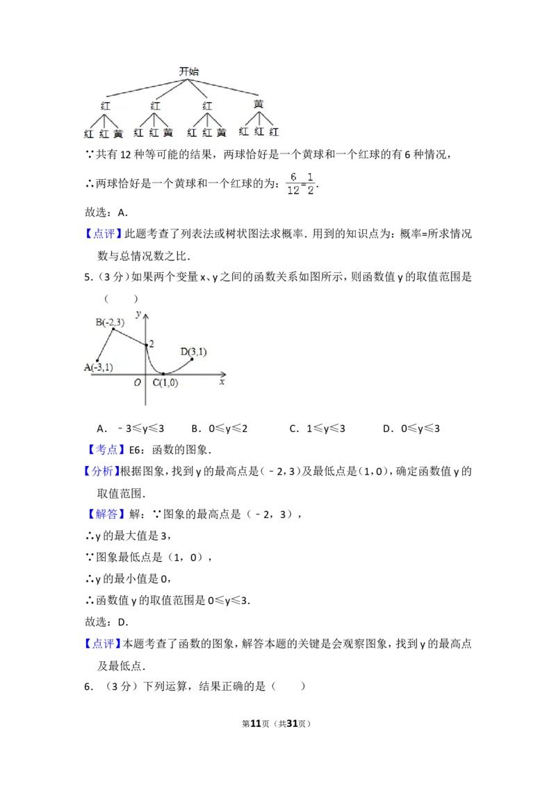 2015年内蒙古呼和浩特市中考数学试卷（含解析版）_中考真题_2.数学中考真题2015-2024年_2015年全国中考数学180份