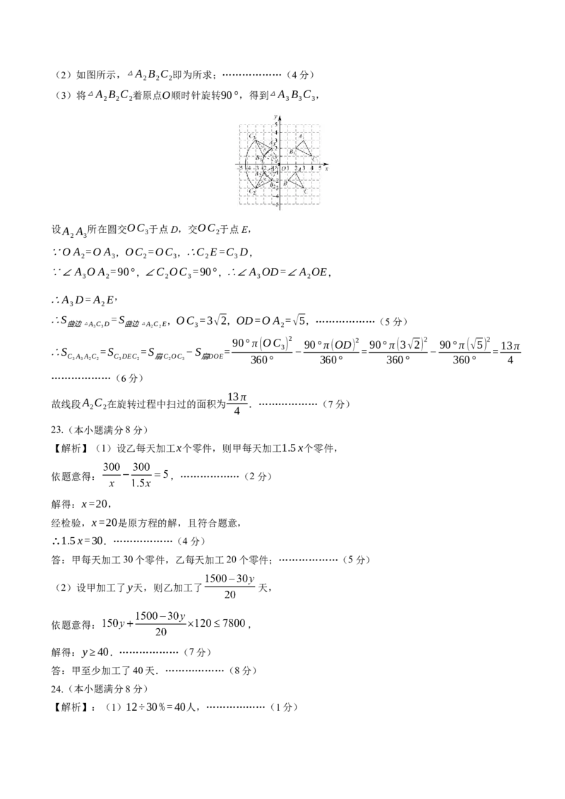 数学（黑龙江哈尔滨卷）（参考答案及评分标准）_2数学总复习_赠送：2024中考模拟题数学_一模_数学（黑龙江哈尔滨卷）-2024年中考第一次模拟考试