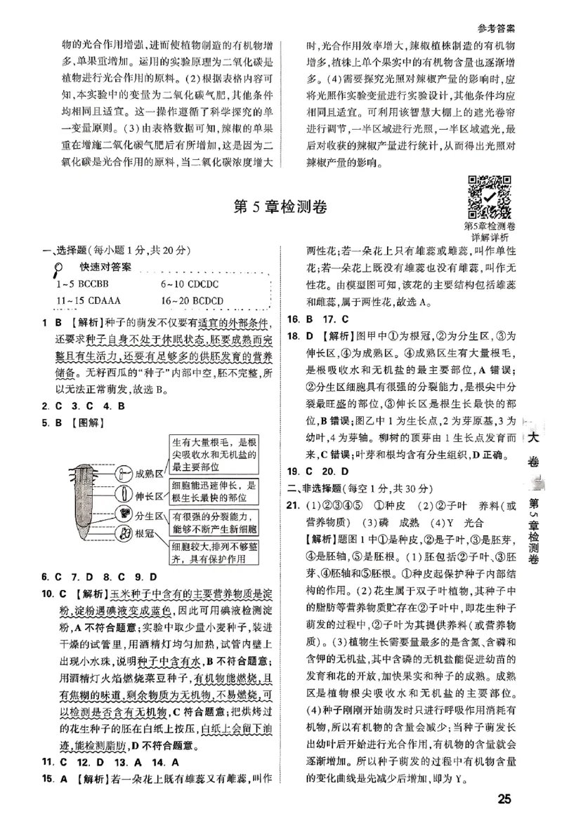 2026《万唯大小卷&bull;生物》7上参考答案(BS)_2026万唯系列预习复习_2026版初中《万唯大小卷》7年级上册（全科多版本）_2026《万唯大小卷&bull;生物》7上(BS)