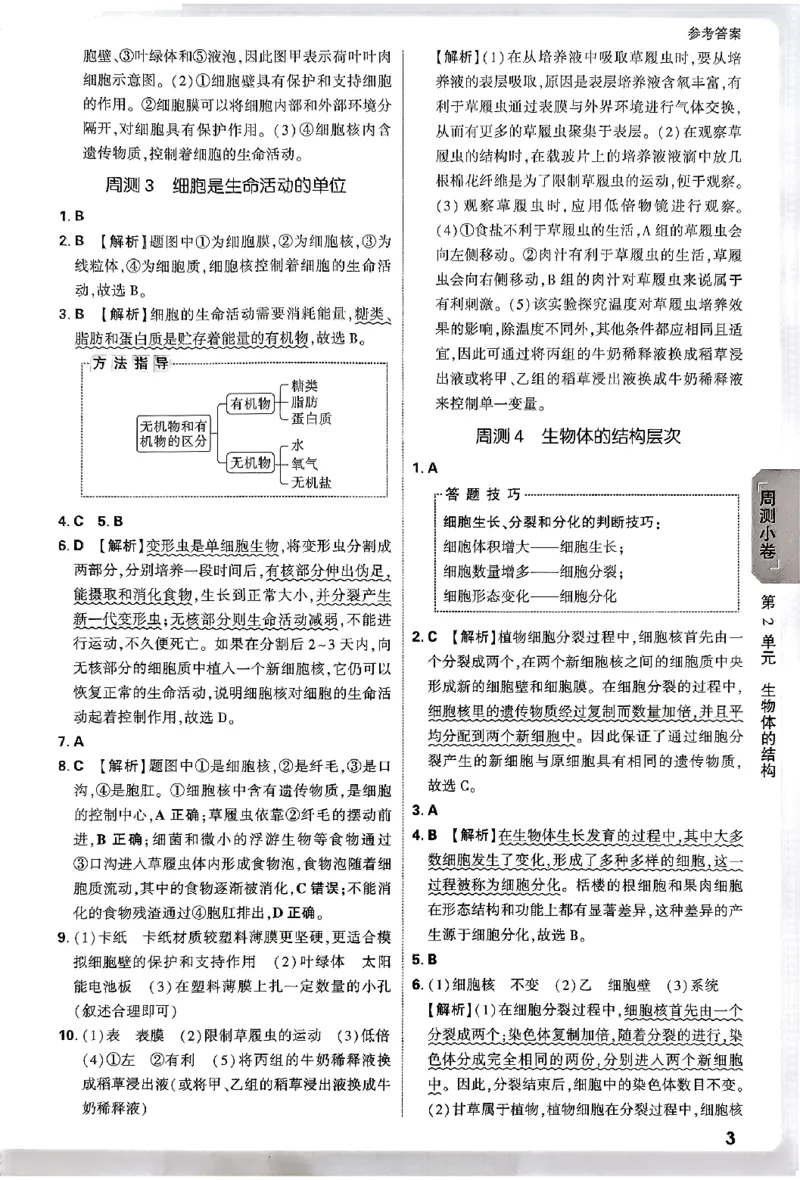 2026《万唯大小卷&bull;生物》7上参考答案(BS)_2026万唯系列预习复习_2026版初中《万唯大小卷》7年级上册（全科多版本）_2026《万唯大小卷&bull;生物》7上(BS)