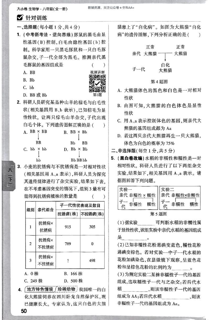 2026《万唯大小卷&bull;生物》8全周测小卷(RJ)_2026万唯系列预习复习_2026版初中《万唯大小卷》8年级上册（全科多版本）_2026《万唯大小卷&bull;生物》8全(RJ)