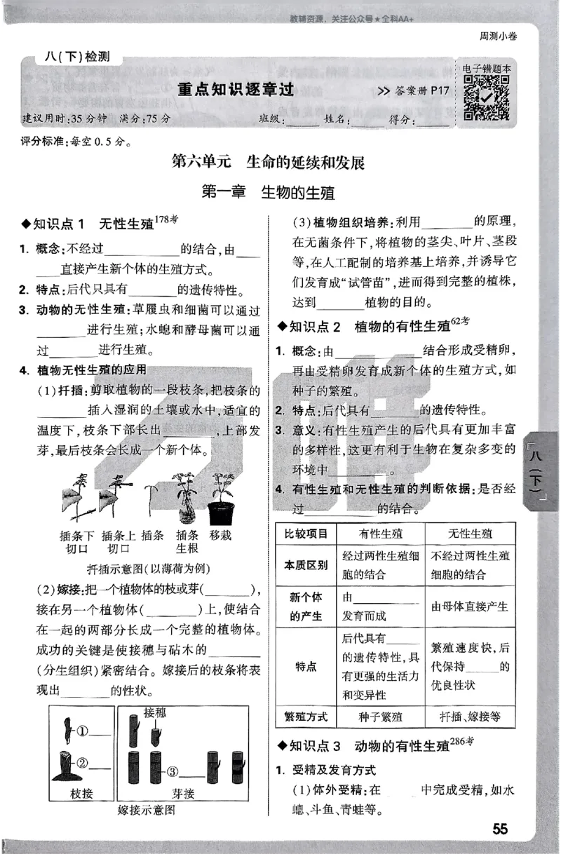 2026《万唯大小卷&bull;生物》8全周测小卷(RJ)_2026万唯系列预习复习_2026版初中《万唯大小卷》8年级上册（全科多版本）_2026《万唯大小卷&bull;生物》8全(RJ)