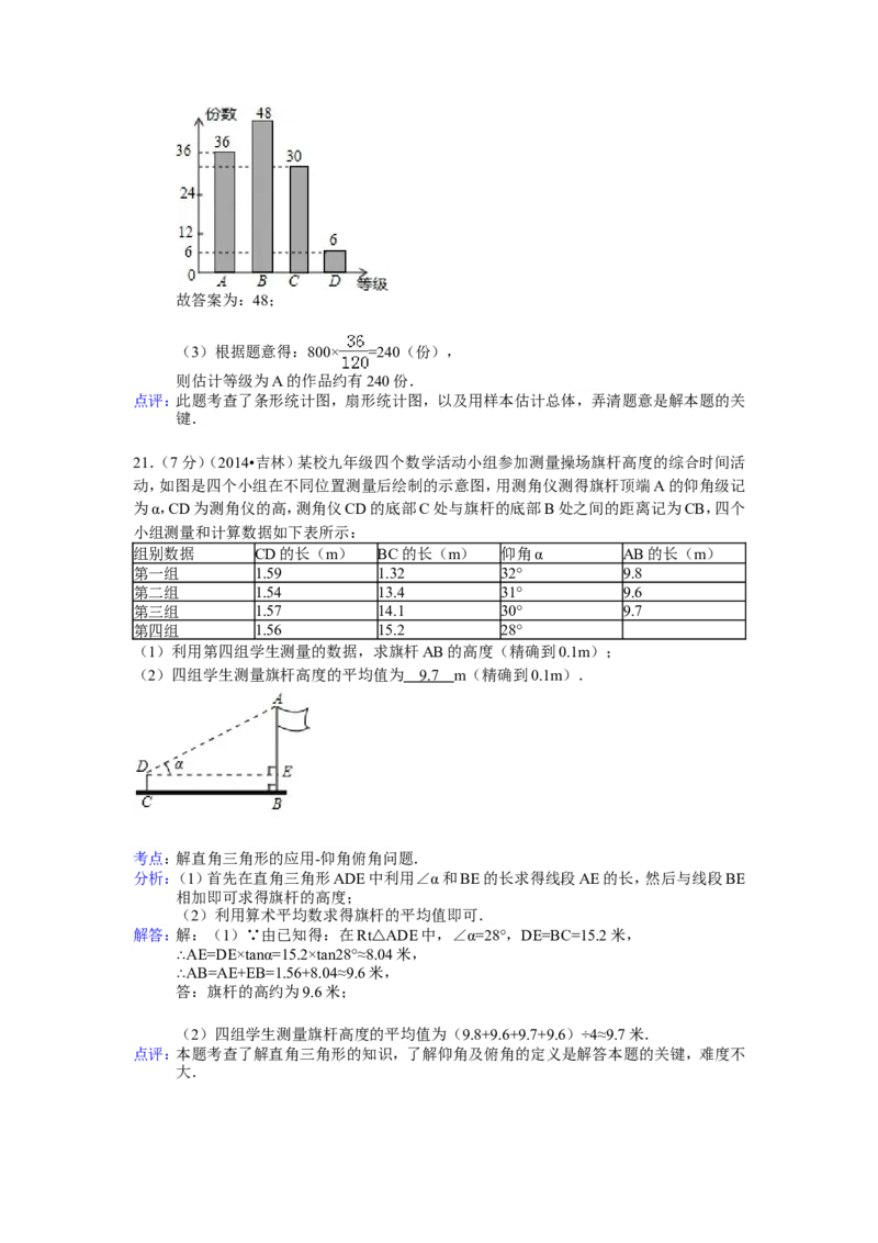 2014年吉林省中考数学试题及答案_中考真题_2.数学中考真题2015-2024年_地区卷_吉林省_吉林中考数学08-22