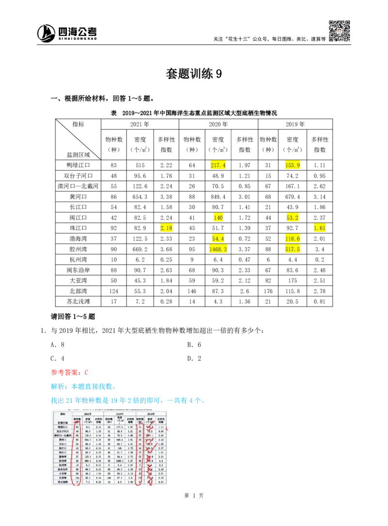 海海刷资料分析套题训练9、10随堂笔记_2026考公资料_（01）花生十三_04刷题班2026年省考四海行测2000题海海刷(1)_01.资料分析刷题_专项笔记_笔记