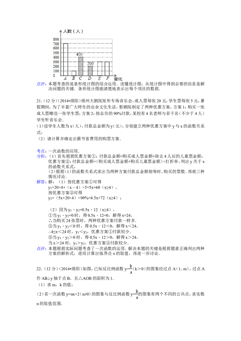2014年四川省绵阳市中考数学试卷（含解析版）_中考真题_2.数学中考真题2015-2024年_2014年全国中考数学170份