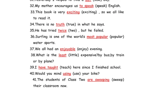 No.185适当形式填空100题①答案解析_初中英语语法_最全初中英语语法习题_No.185适当形式填空100题①