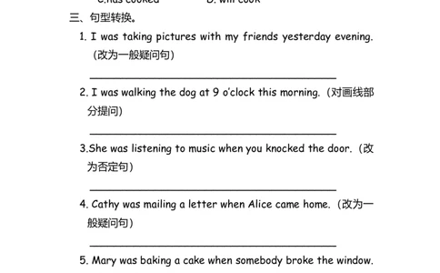 No.68过去进行时练习题②_初中英语语法_最全初中英语语法习题_No.68过去进行时练习题②