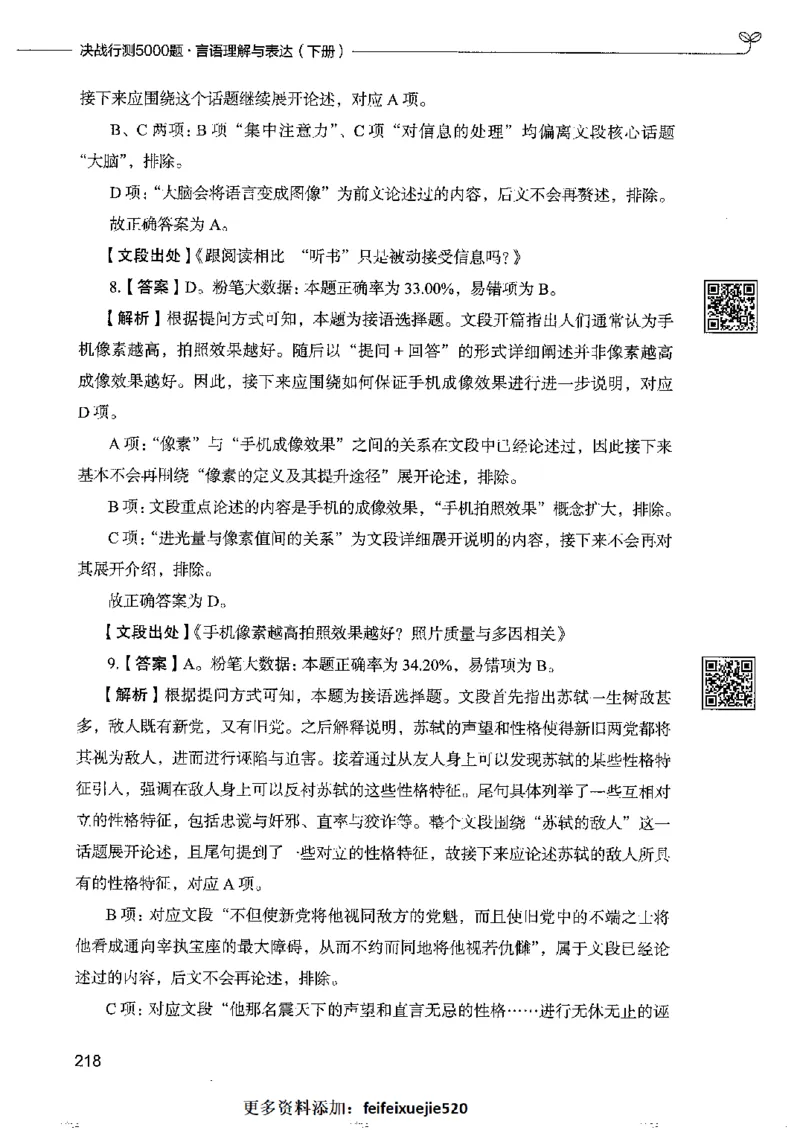 8言语理解表达下册_26吉林考备考资料包_11省考刷题包_04决战行测5000题_行测5000题2022年9月版次