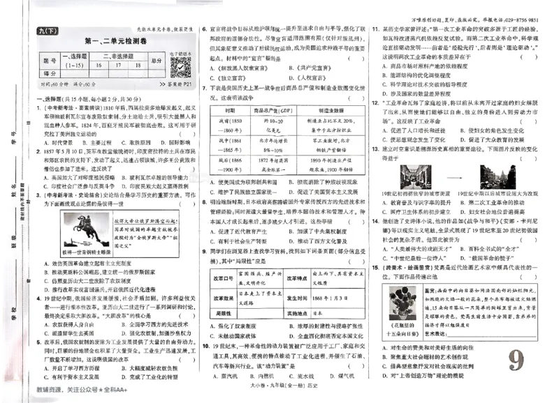 2026《万唯大小卷&bull;历史》9全大卷_2026万唯系列预习复习_2026版初中《万唯大小卷》9年级全册（全科多版本）_2026《万唯大小卷&bull;历史》9全