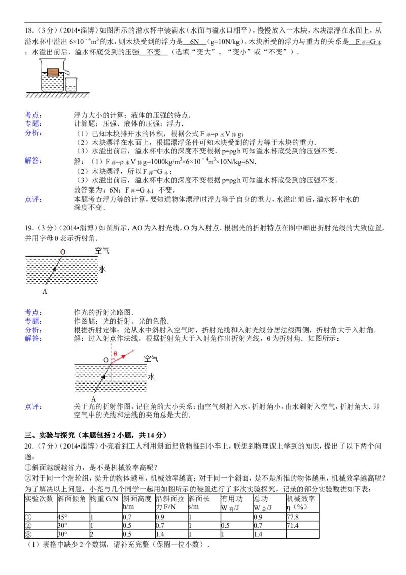2014年淄博市中考物理试卷及答案解析_中考真题_4.物理中考真题2015-2024年_地区卷_山东省_山东淄博物理10-21