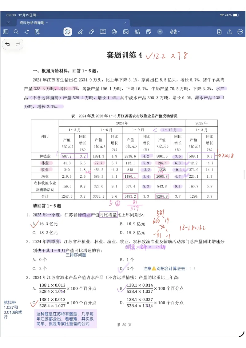 海海刷资料分析专项1-20（花生思路版）_2026考公资料_（01）花生十三_04刷题班2026年省考四海行测2000题海海刷(1)_笔记_花生十三丨26省考海海刷资料分析专项笔记_花生思路版