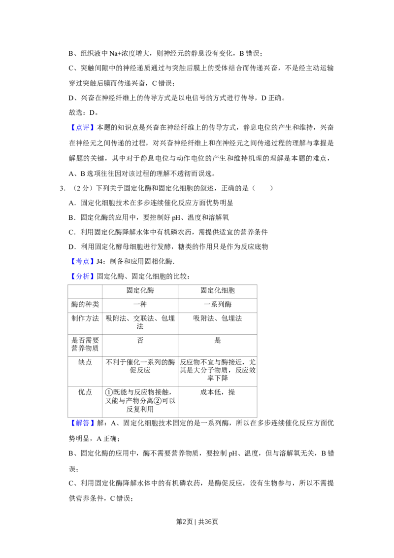 2009年高考生物试卷（江苏）（解析卷）_1.高考2025全国各省真题+答案_01.2008-2024全国高考真题（按省份分类）_10.江苏_2008-2024&middot;（江苏）生物高考真题