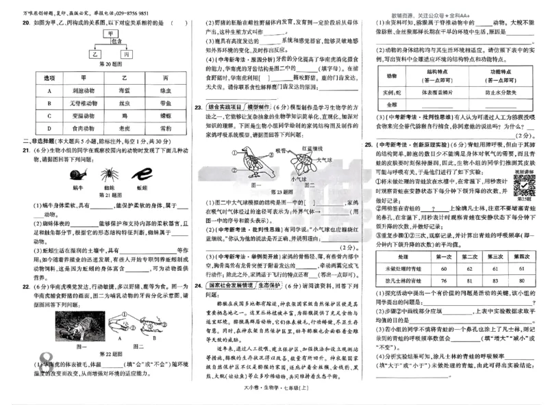2026《万唯大小卷&bull;生物》7上大卷(RJ)_2026万唯系列预习复习_2026版初中《万唯大小卷》7年级上册（全科多版本）_2026《万唯大小卷&bull;生物》7上(RJ)