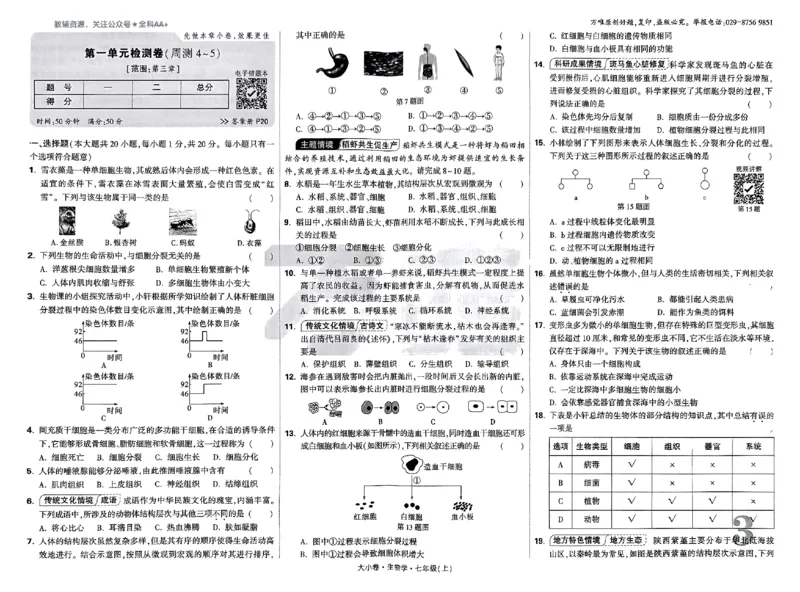 2026《万唯大小卷&bull;生物》7上大卷(RJ)_2026万唯系列预习复习_2026版初中《万唯大小卷》7年级上册（全科多版本）_2026《万唯大小卷&bull;生物》7上(RJ)