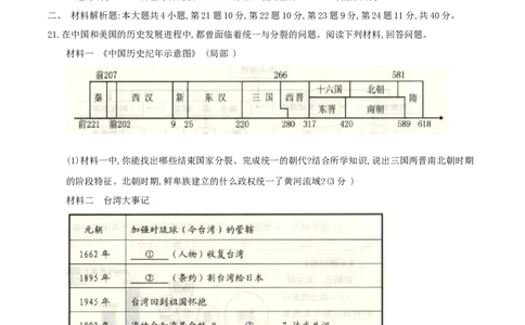 2017年威海市中考历史试题及答案_中考真题_6.历史中考真题2015-2024年_地区卷_山东省_山东威海历史10-20