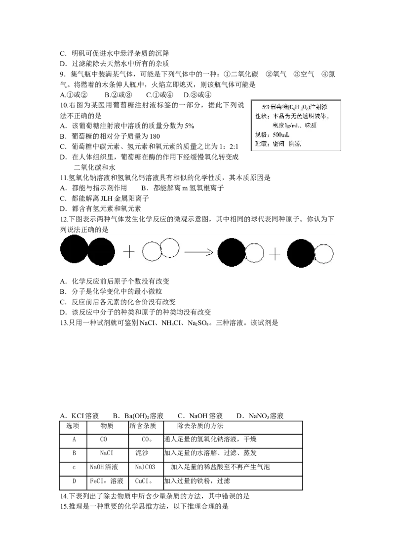 2014年山东省聊城市中考化学试卷_中考真题_5.化学中考真题2015-2024年_地区卷_山东省_山东聊城化学10-21
