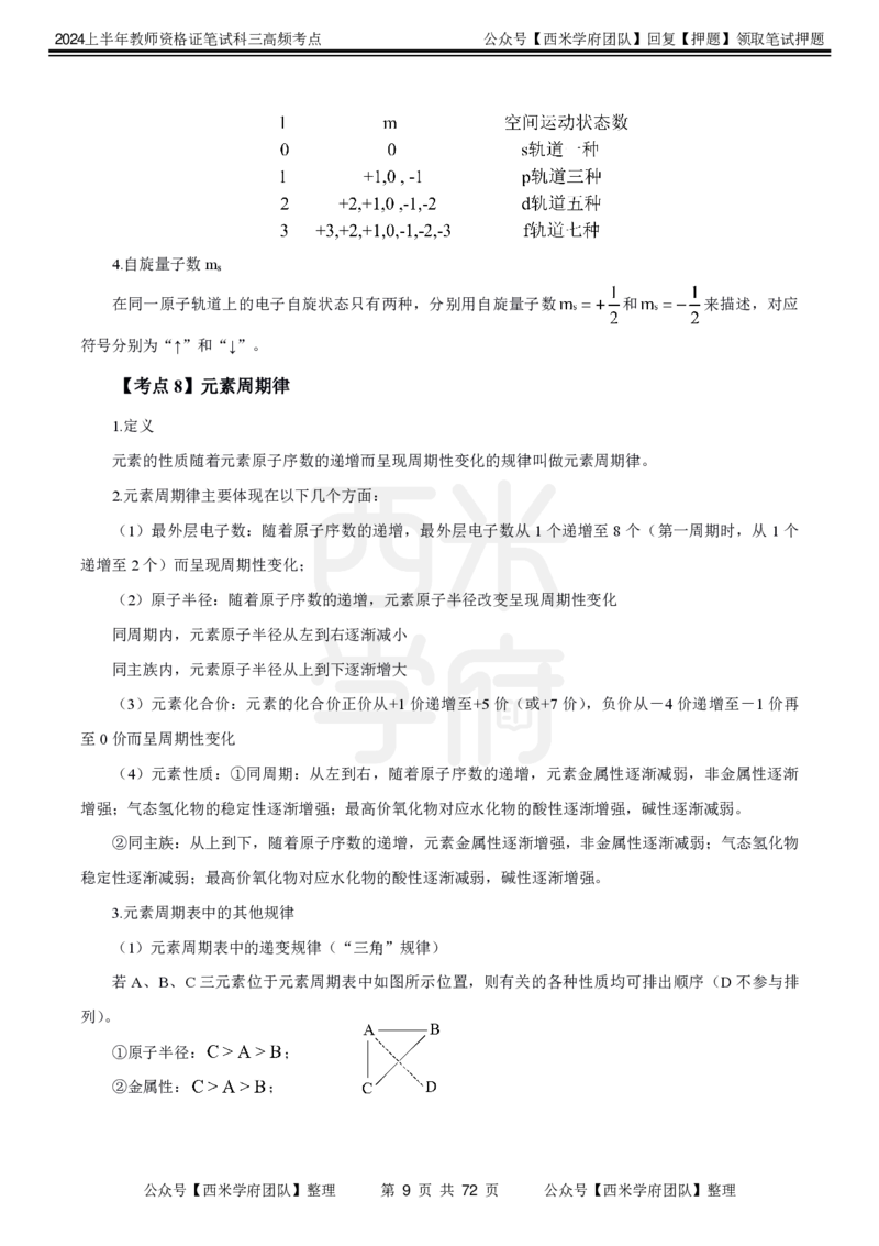 中学化学-高频考点_4-教培资料-26年最新资料-同步更新_初中高中教资_03科三专项（进去保存报考的学科即可）_01科目三FB网课、三色速记手册、知识点导图等推荐_初中