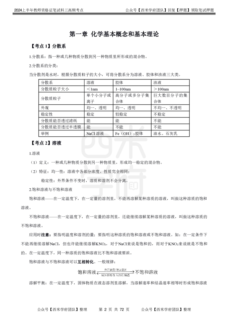 中学化学-高频考点_4-教培资料-26年最新资料-同步更新_初中高中教资_03科三专项（进去保存报考的学科即可）_01科目三FB网课、三色速记手册、知识点导图等推荐_初中