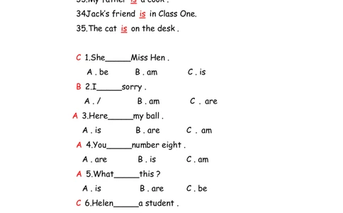 No.8be动词练习（amisare）答案解析_初中英语语法_最全初中英语语法习题_No.8be动词练习（amisare）