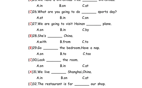 No.154语法专练介词答案解析_初中英语语法_最全初中英语语法习题_No.154语法专练介词