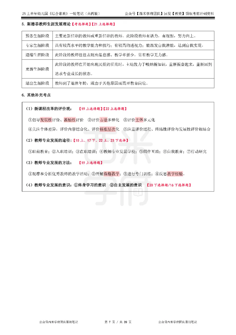 25上幼儿园-综合素质一轮笔记公众号：双马尾资料库_4-教培资料-26年最新资料-同步更新_科一科二电子资料合集中小幼（笔记真题知识点汇总等）文件多，按需保存_01西米合集
