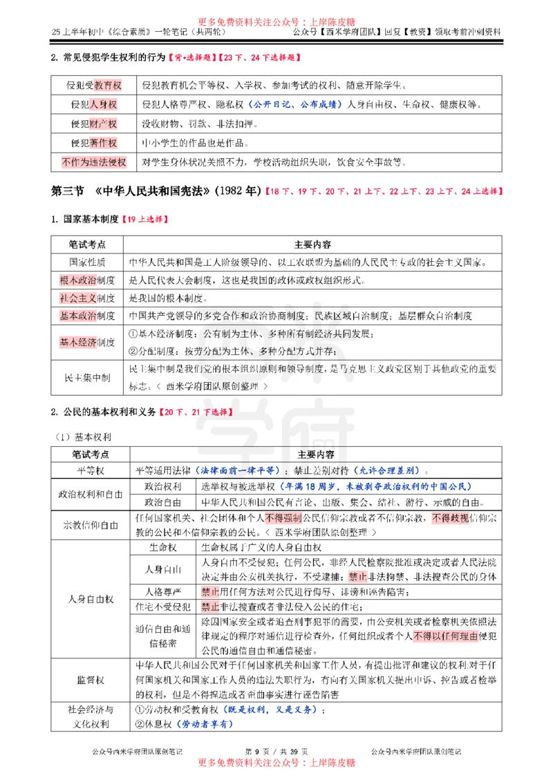 25上初中-综合素质一轮笔记公众号：双马尾资料库_4-教培资料-26年最新资料-同步更新_科一科二电子资料合集中小幼（笔记真题知识点汇总等）文件多，按需保存_01西米合集