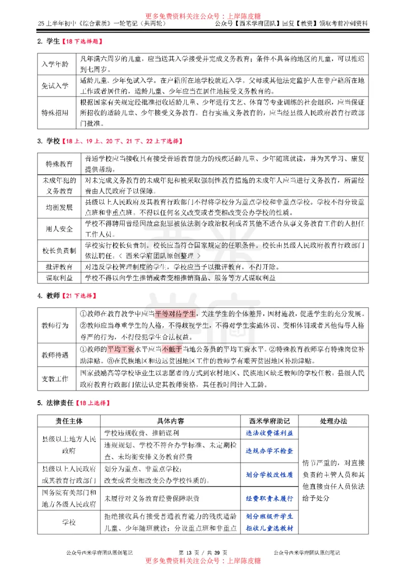 25上初中-综合素质一轮笔记公众号：双马尾资料库_4-教培资料-26年最新资料-同步更新_科一科二电子资料合集中小幼（笔记真题知识点汇总等）文件多，按需保存_01西米合集