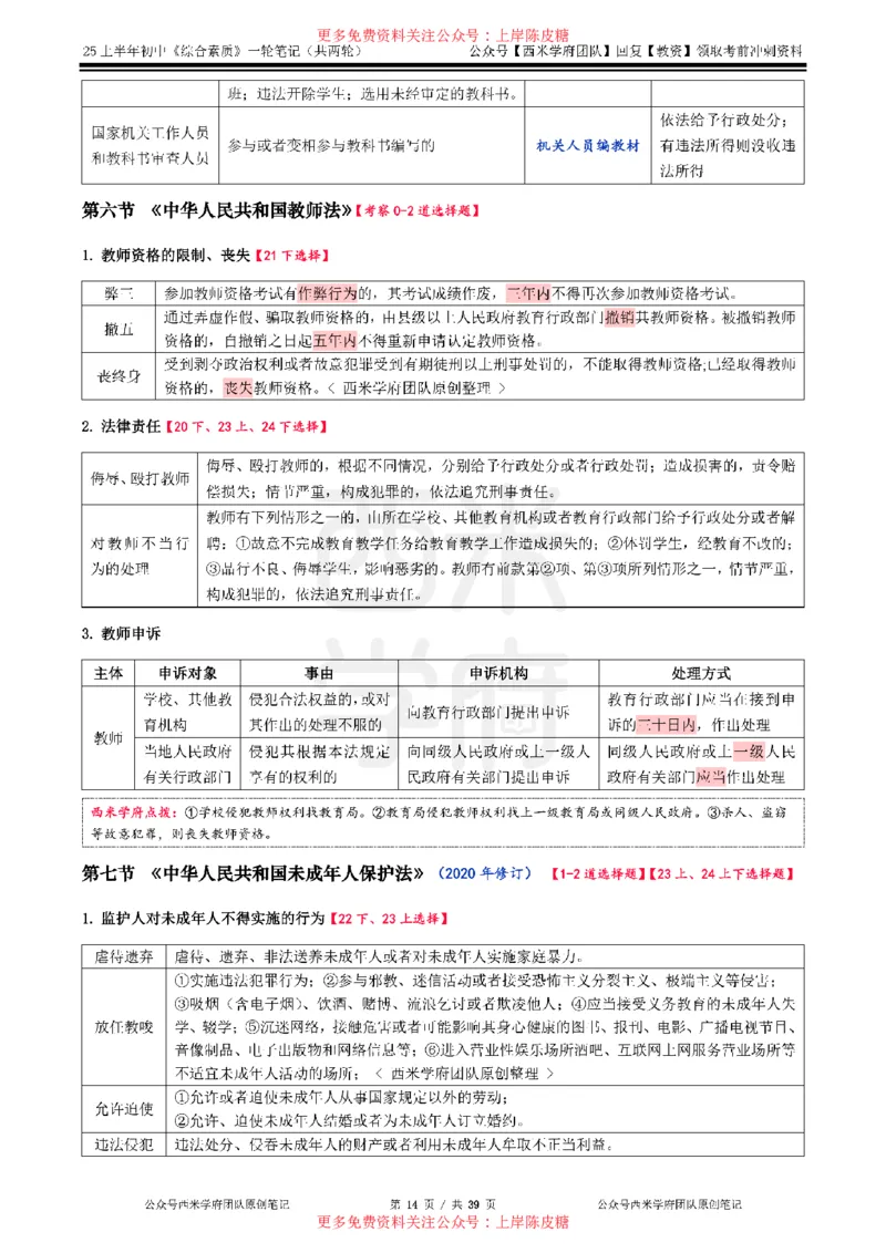 25上初中-综合素质一轮笔记公众号：双马尾资料库_4-教培资料-26年最新资料-同步更新_科一科二电子资料合集中小幼（笔记真题知识点汇总等）文件多，按需保存_01西米合集