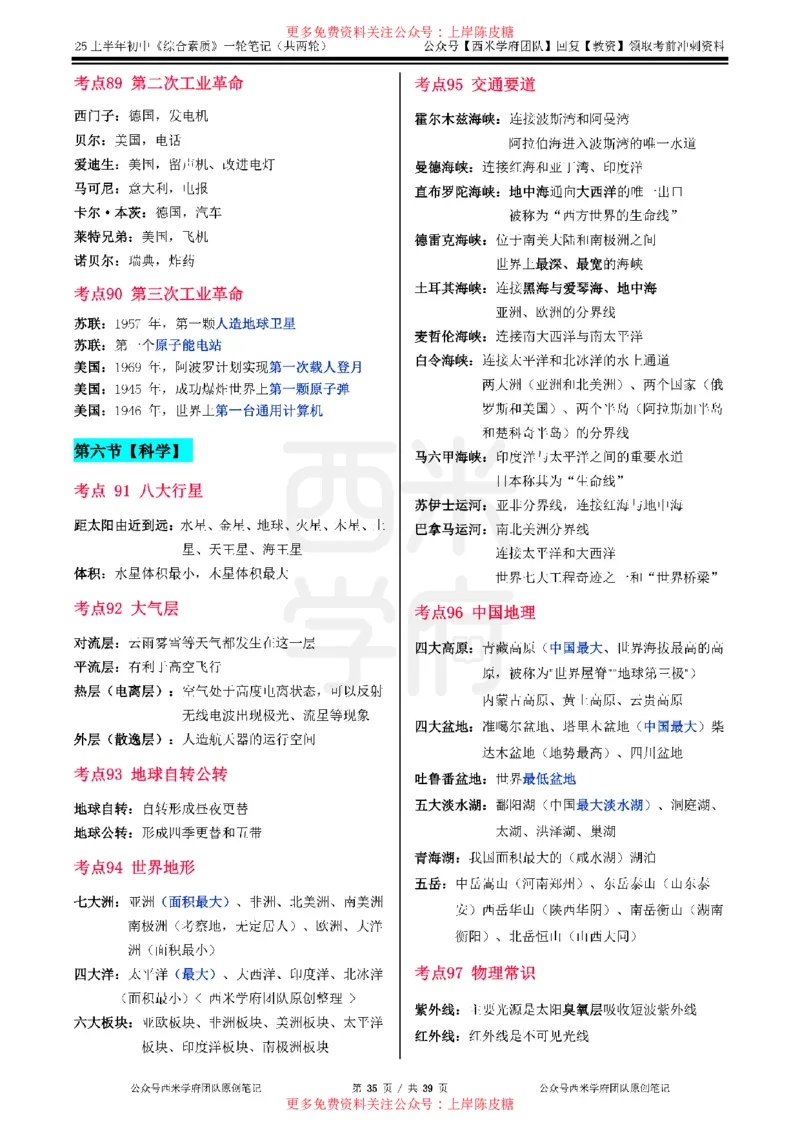 25上初中-综合素质一轮笔记公众号：双马尾资料库_4-教培资料-26年最新资料-同步更新_科一科二电子资料合集中小幼（笔记真题知识点汇总等）文件多，按需保存_01西米合集