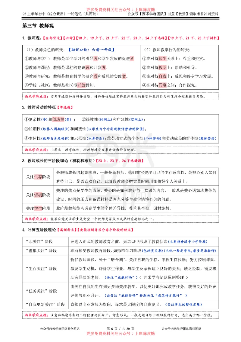 25上初中-综合素质一轮笔记公众号：双马尾资料库_4-教培资料-26年最新资料-同步更新_科一科二电子资料合集中小幼（笔记真题知识点汇总等）文件多，按需保存_01西米合集