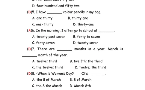 No.119数词专项练习题①答案解析_初中英语语法_最全初中英语语法习题_No.119数词专项练习题①