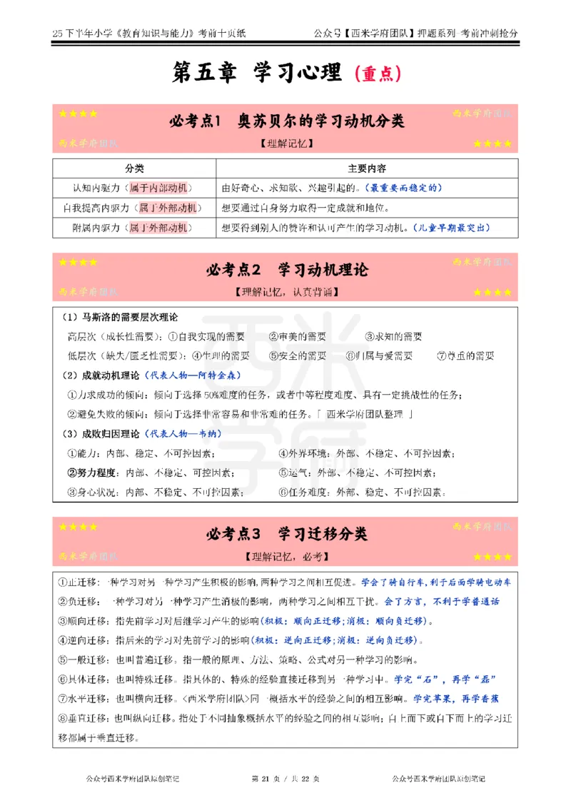 25下小学-教育知识-考前十页纸_4-教培资料-26年最新资料-同步更新_小学教资_小学冲刺急救包_小学.考前十页纸