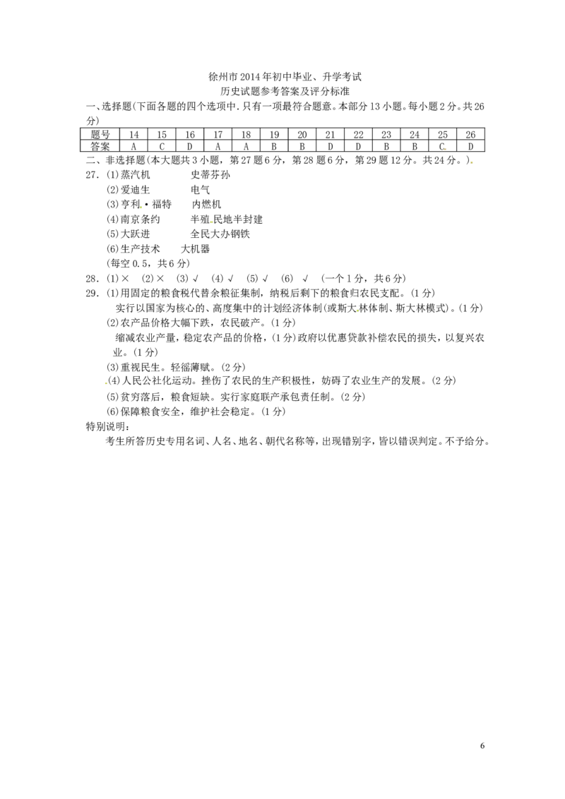 2014年江苏省徐州市中考历史试题及答案_中考真题_6.历史中考真题2015-2024年_地区卷_江苏省_徐州中考历史08-21