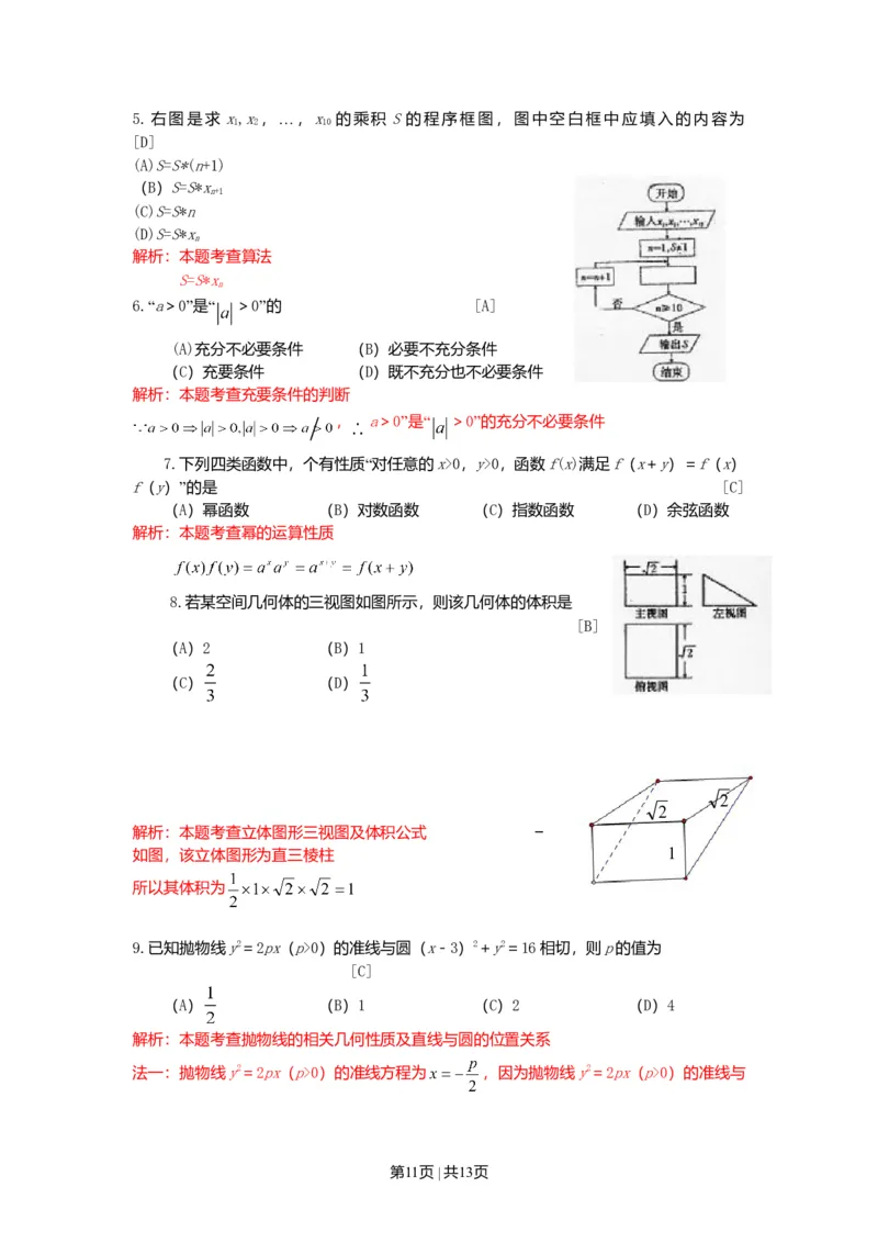 2010年高考数学试卷（文）（陕西）（解析卷）_1.高考2025全国各省真题+答案_01.2008-2024全国高考真题（按省份分类）_17.陕西_2008-2024&middot;（陕西）数学高考真题