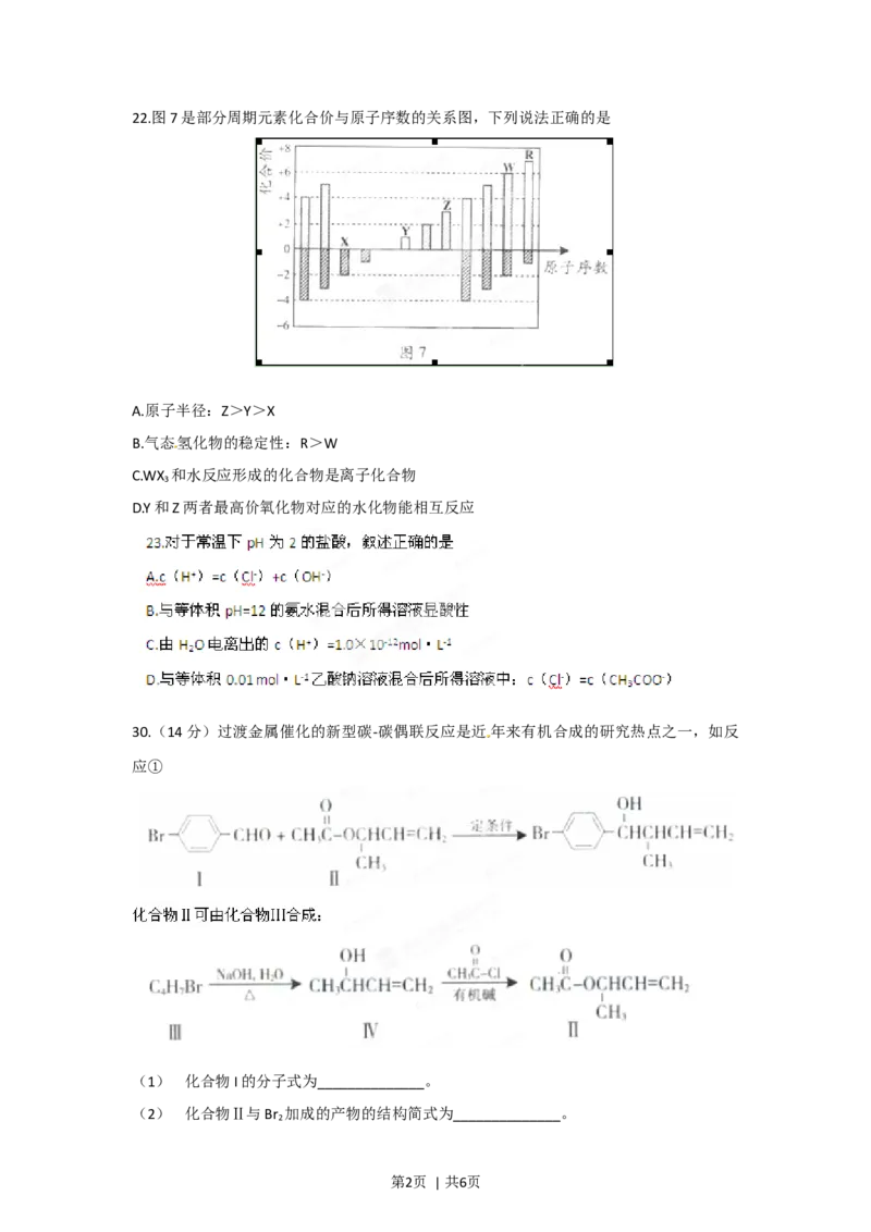 2012年高考化学试卷（广东）（空白卷）_1.高考2025全国各省真题+答案_01.2008-2024全国高考真题（按省份分类）_4.广东_2008-2024&middot;（广东）化学高考真题