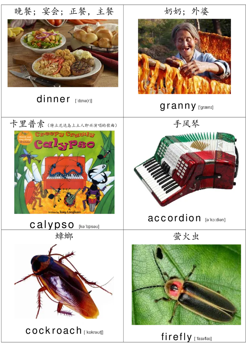 廖彩杏书单单词卡片_初中英语语法_最全初中英语语法习题_No.36单词配图卡