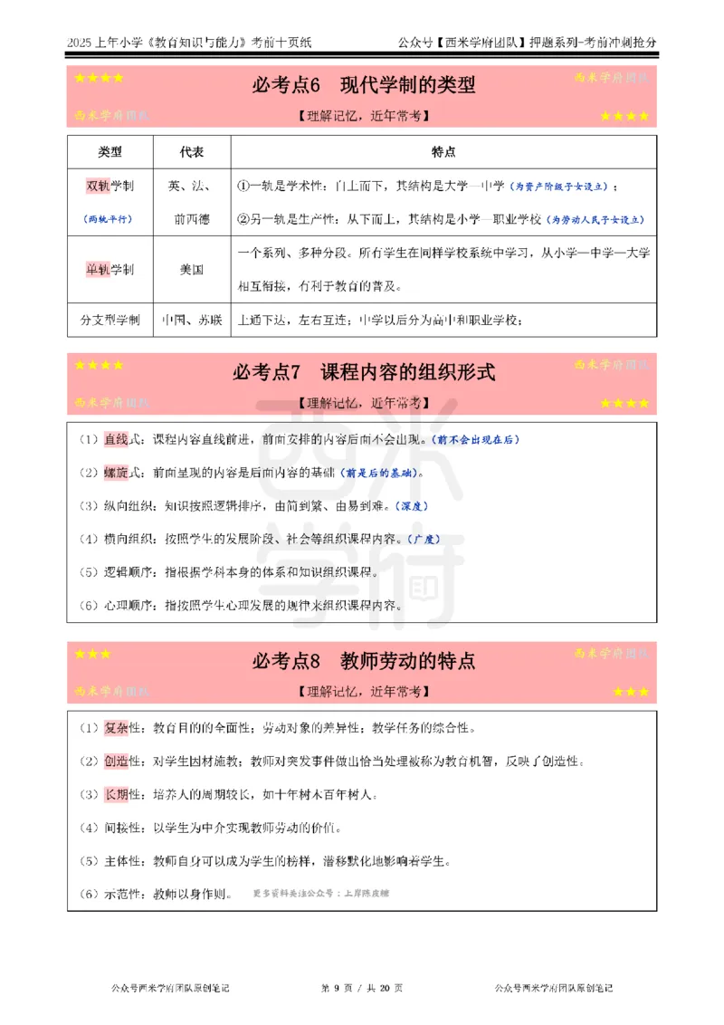 25上小学-教育知识-考前十页纸公众号：双马尾资料库_4-教培资料-26年最新资料-同步更新_科一科二电子资料合集中小幼（笔记真题知识点汇总等）文件多，按需保存_01西米合集