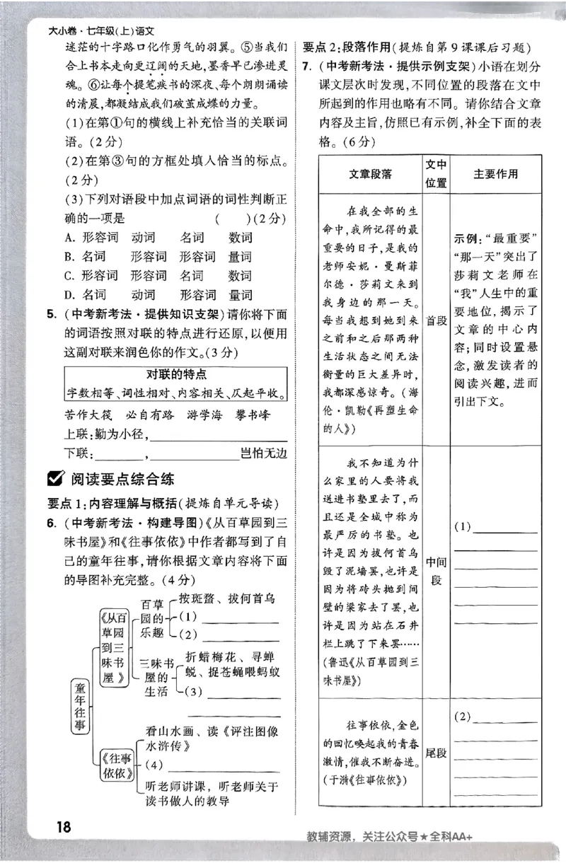 2026《万唯大小卷&bull;语文》7上周测小卷_2026万唯系列预习复习_2026版初中《万唯大小卷》7年级上册（全科多版本）_2026《万唯大小卷&bull;语文》7上