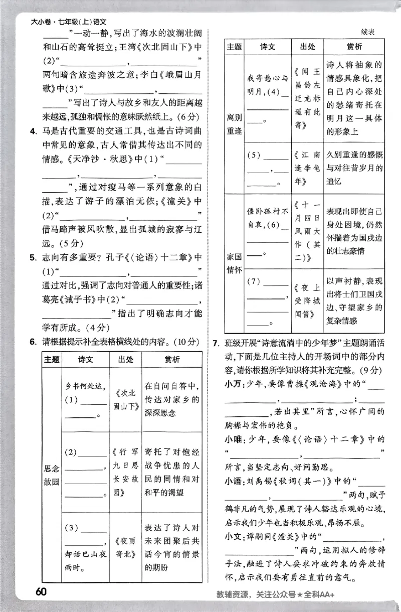 2026《万唯大小卷&bull;语文》7上周测小卷_2026万唯系列预习复习_2026版初中《万唯大小卷》7年级上册（全科多版本）_2026《万唯大小卷&bull;语文》7上