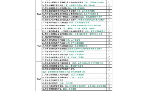 中学科二：5天背诵计划表（完成☑️)_4-教培资料-26年最新资料-同步更新_科一科二电子资料合集中小幼（笔记真题知识点汇总等）文件多，按需保存_知识点汇总模块推荐