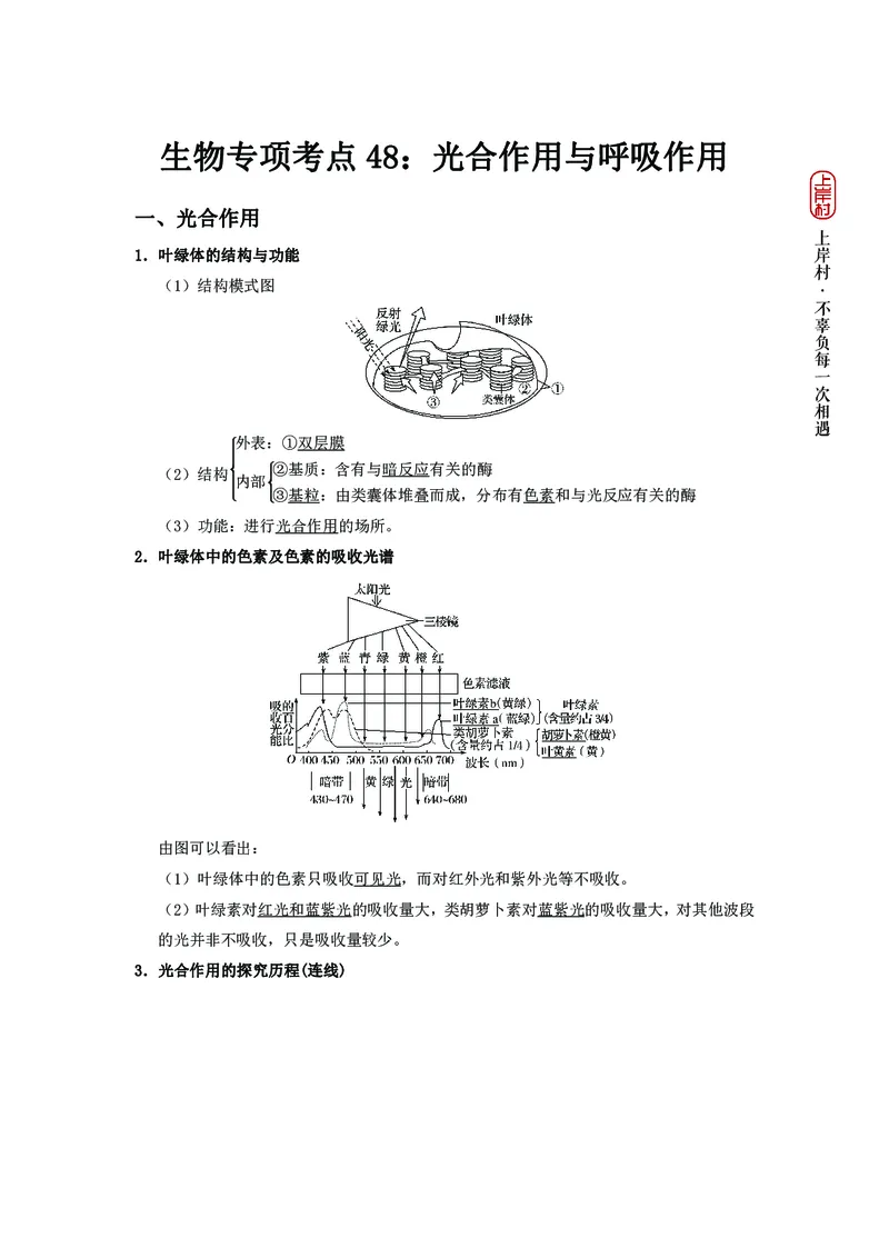生物专项考点48：光合作用与呼吸作用_2026考公资料_（28）上岸村合集（司马、章晓铭、王永恒、天晓、忠政、丁旭等）_2025合集_92024上岸村广东省考科学推理套卷班_课件